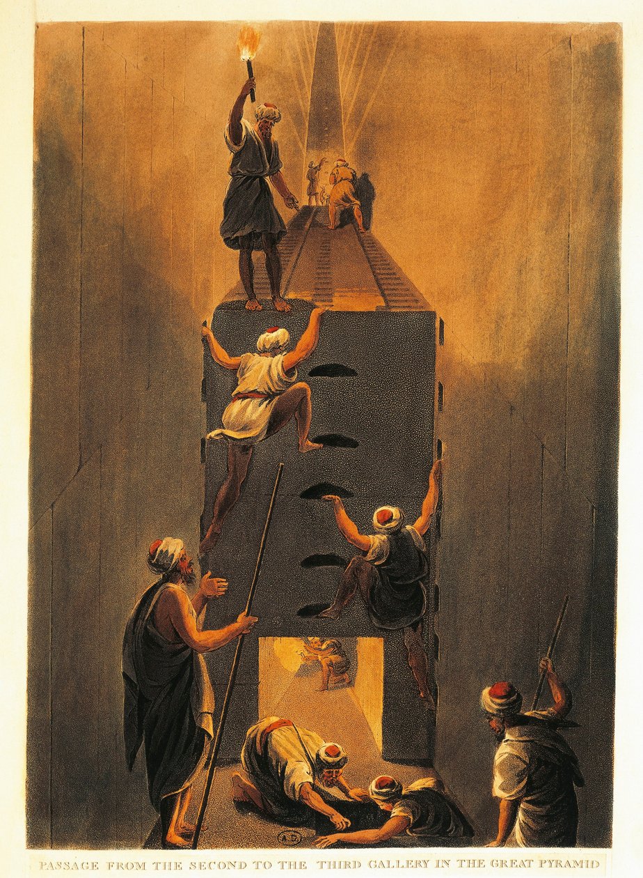 Frankrijk, Parijs, Passage van de Tweede naar de Derde Galerij in de Grote Piramide van Gizeh door Luigi Mayer