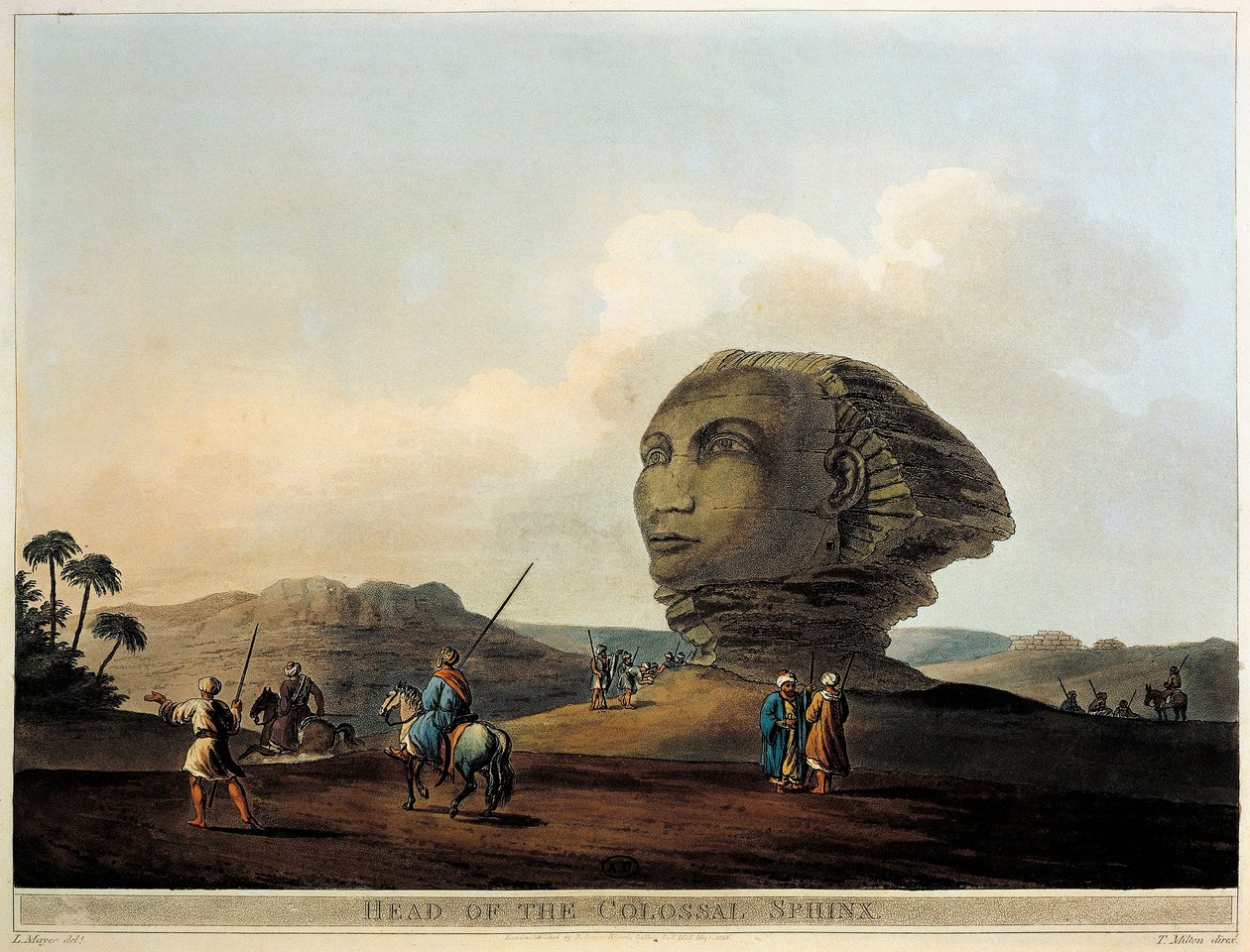 Sfinxhoofd in Egypte uit Views in Egypt, gravure door Luigi Mayer