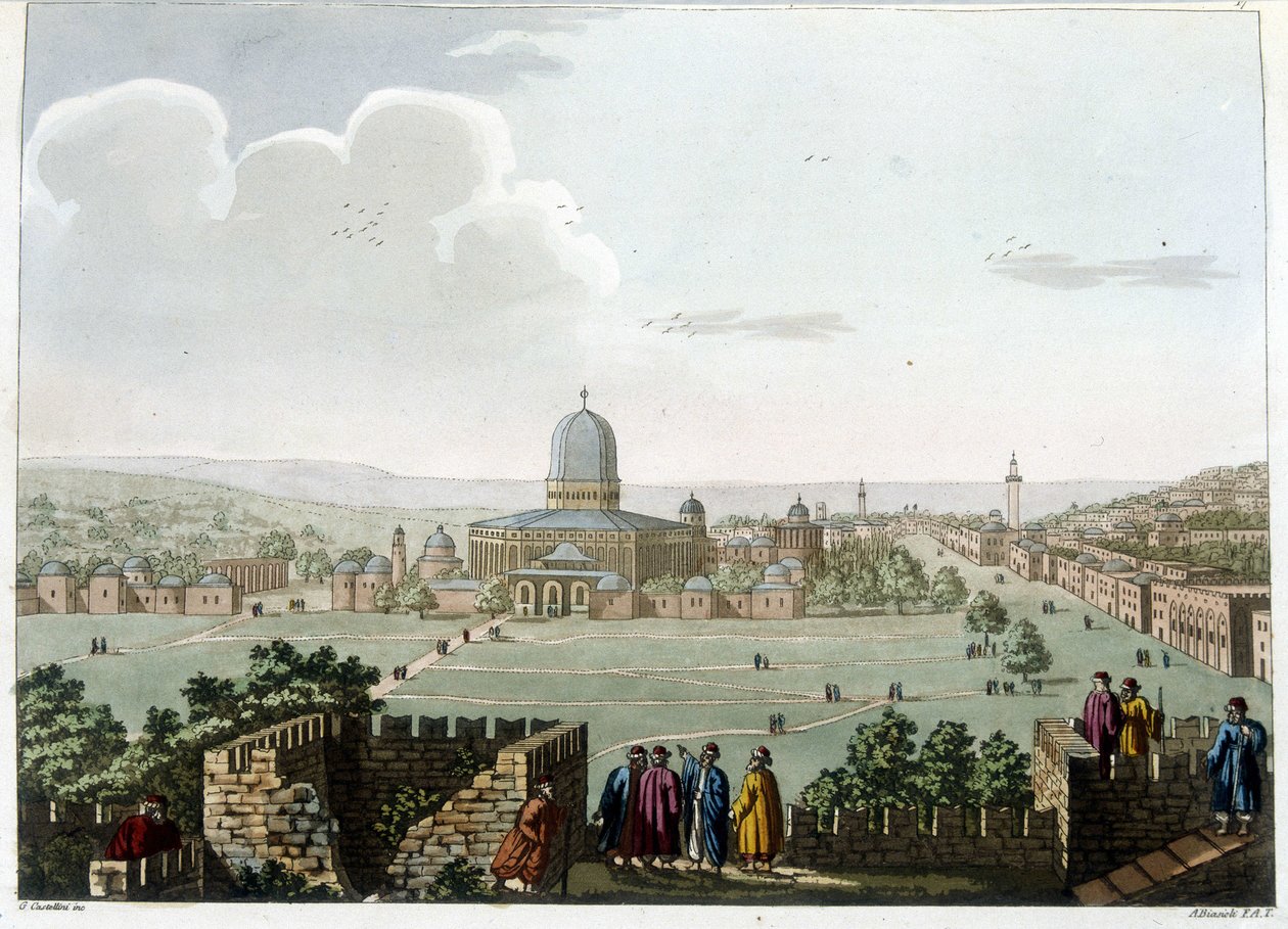 De Tempel van Salomo (Moskee in Jeruzalem) - in "Views in the Ottoman dominions, in Europe, in Asia, and some of the Mediterranean islands" van de originele tekeningen gemaakt door Luigi Mayer, Londen door Luigi Mayer