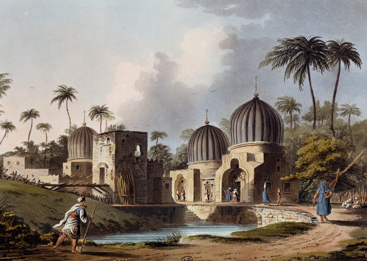 Graven van Arabische Heiligen in Rosetta, gravure, door Luigi Mayer (1755-ca. 1803), uit Zichten in Egypte, Palestina en Andere Delen van het Ottomaanse Rijk door Luigi Mayer