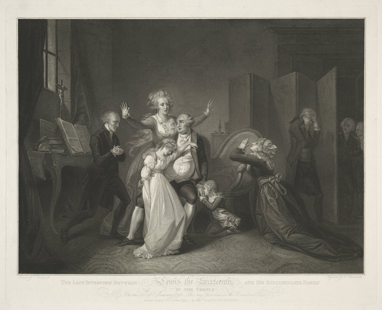Laatste samenzijn van Lodewijk XVI en zijn familie door Luigi Schiavonetti