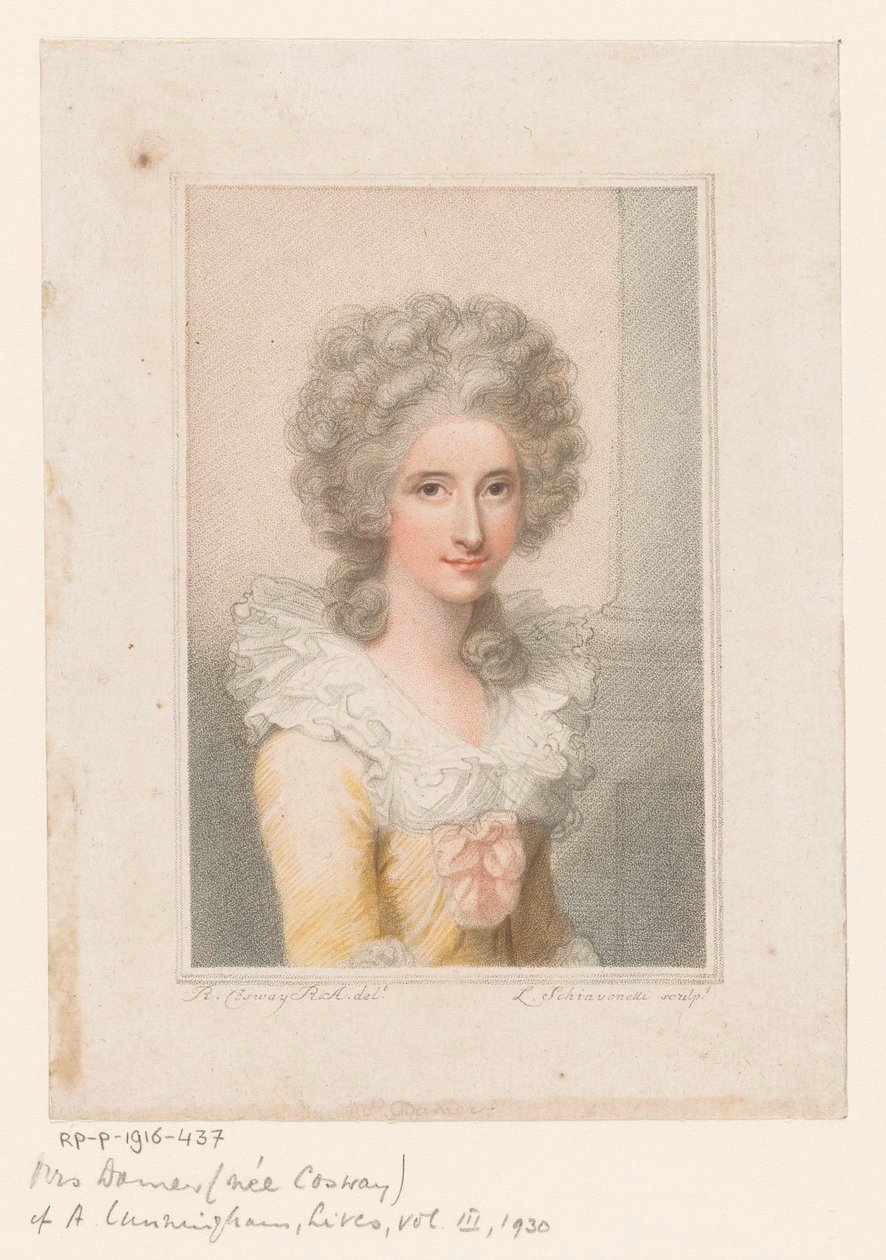 Portret van beeldhouwer Anne Seymour Damer door Luigi Schiavonetti