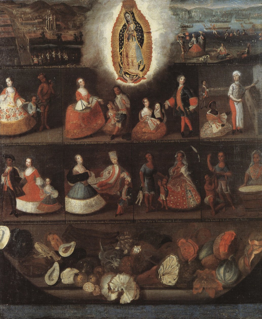 Casta Schilderij van de Maagd van Guadalupe door Luis de Mena