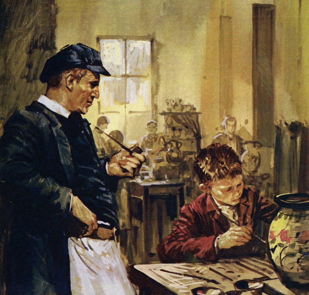 Pierre Auguste Renoir werkte als kind in een porseleinfabriek (kleurenlitho) door Luis Arcas Brauner