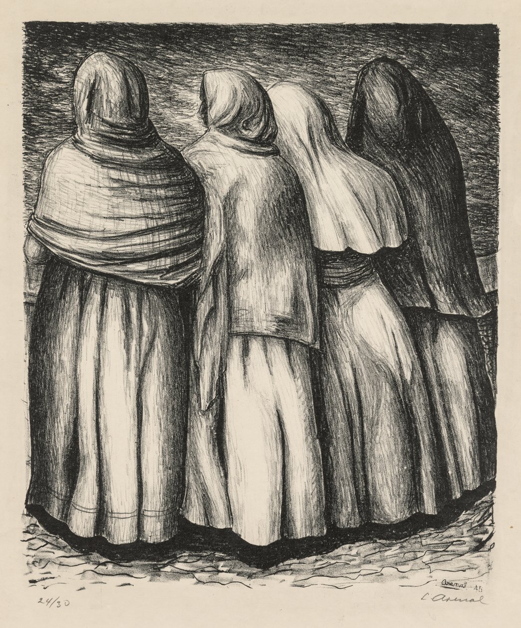 Vrouwen in profiel Mujeres de perfil, 1945 door Luis Arenal