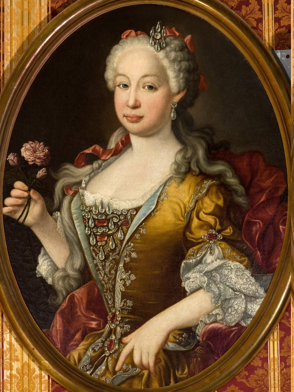 Marie Barbara van Portugal (Marie Barbara de Bragance) - Rococo: Portret van Infanta Barbara van Portugal (1711-1758) door Melendez, Luis Egidio (1716-1780), ca. 1729-1735. Olie op doek, 83x65. Ayuntamiento de Sevilla door Luis Egidio Melendez