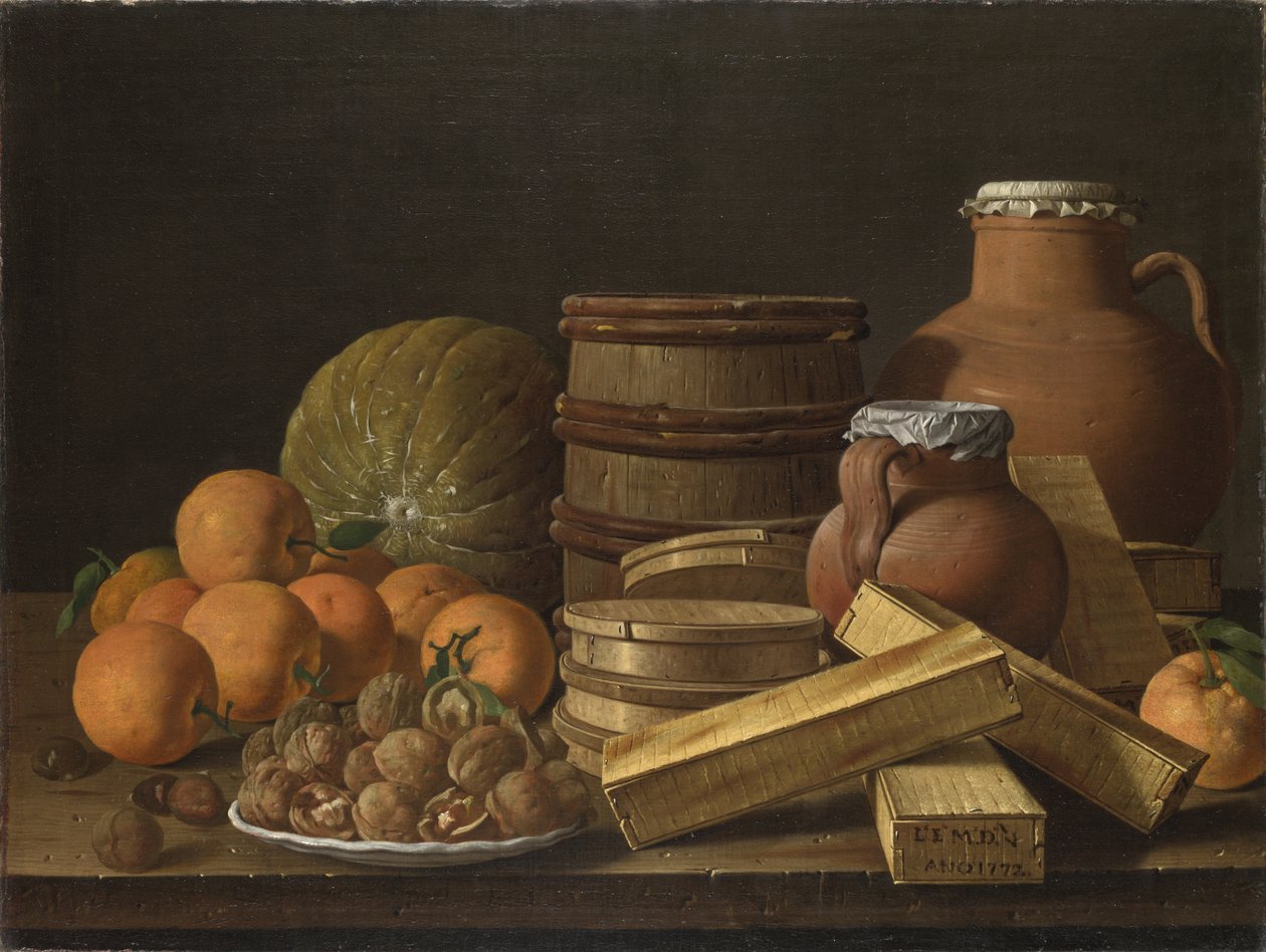 Stilleven met Sinaasappels en Walnoten, 1772 door Luis Egidio Melendez