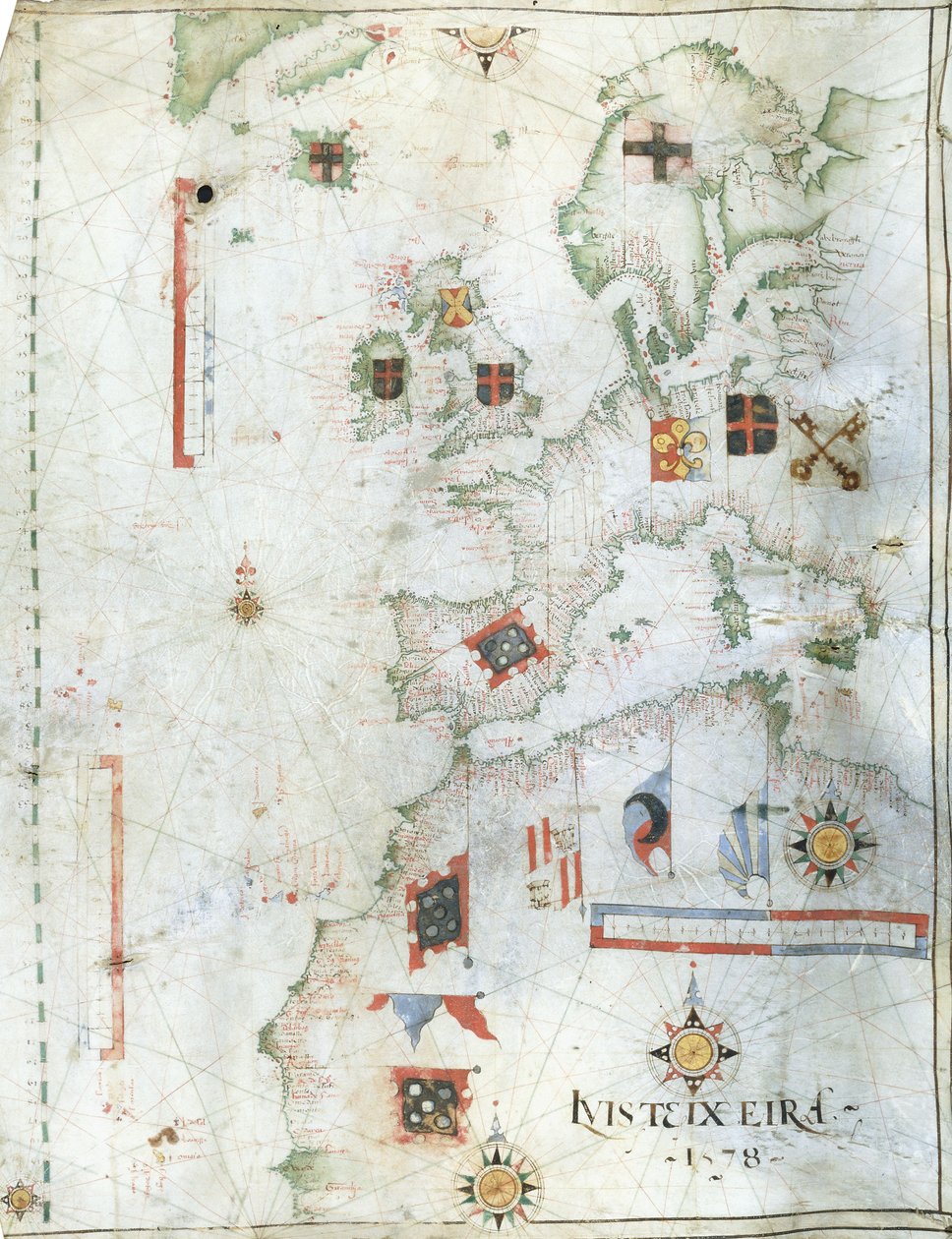 Portolaan kaart van West-Europa en Noord-Afrika, 1578 door Luis Teixeira