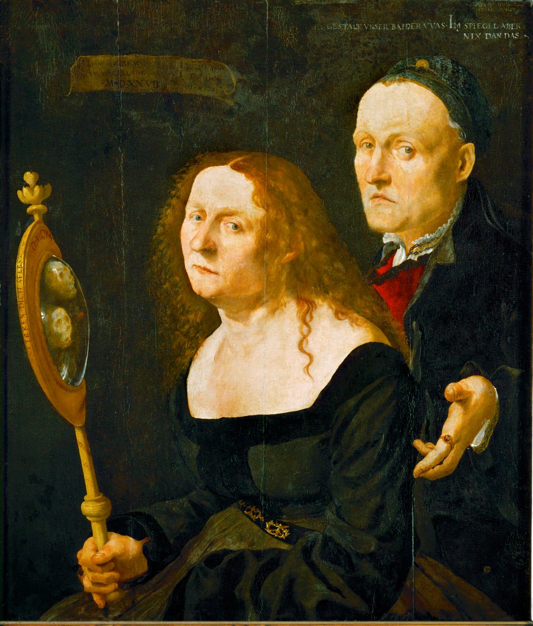 De schilder Hans Burgkmair en zijn vrouw Anna ... (kalkhout) door Lukas Furtenagel