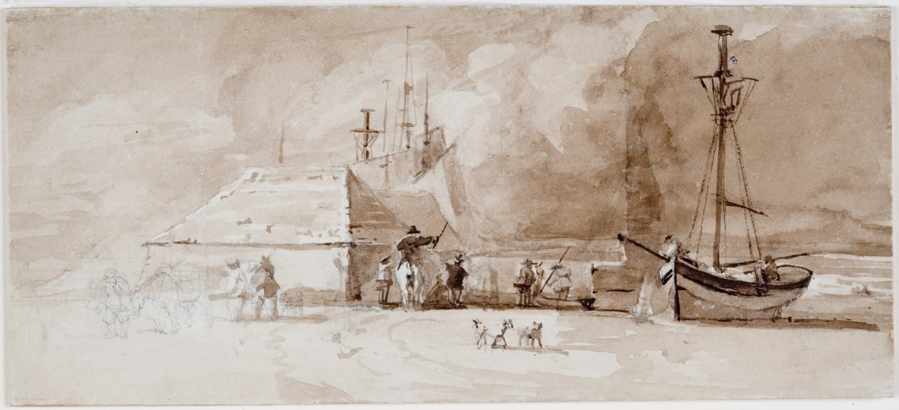 Strandscène met ruiters door Luke Clennell
