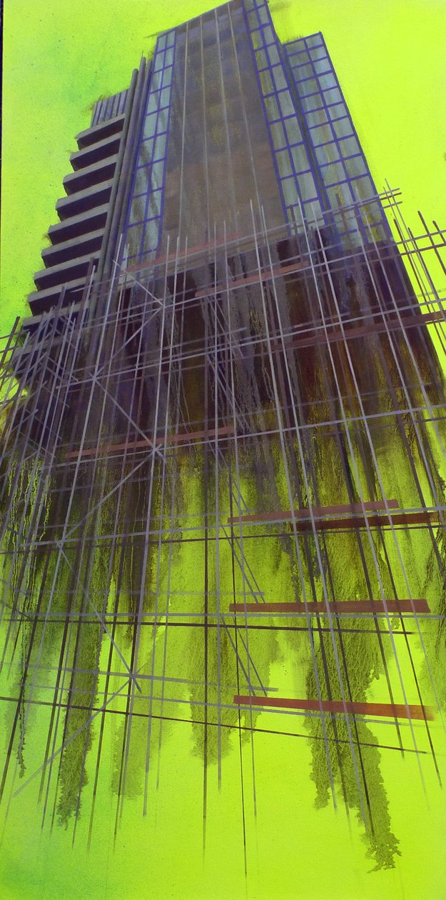 Werk in uitvoering 10, 2015 (olieverf op doek) door Luke M Walker