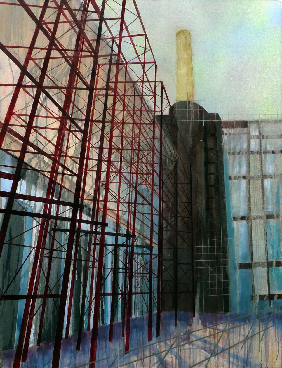 Werk in uitvoering 15, 2016 (olieverf op doek) door Luke M Walker