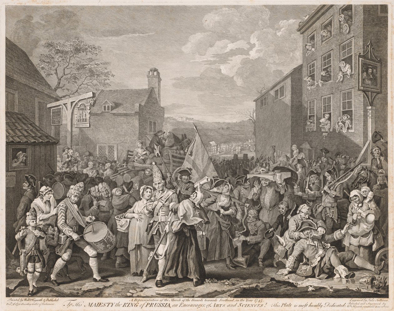 Mars naar Finchley in het Jaar 1746 (Na Hogarth) door Luke Sullivan
