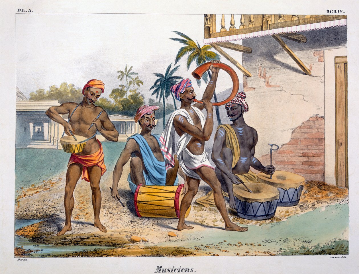 Muzikanten, 1827-35 door M.E. Burnouf