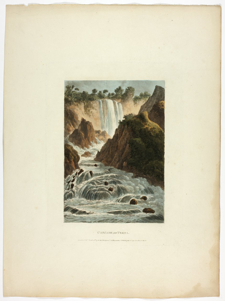 Cascade van Terni, plaat veertien van de Ruïnes van Rome door M. Dubourg