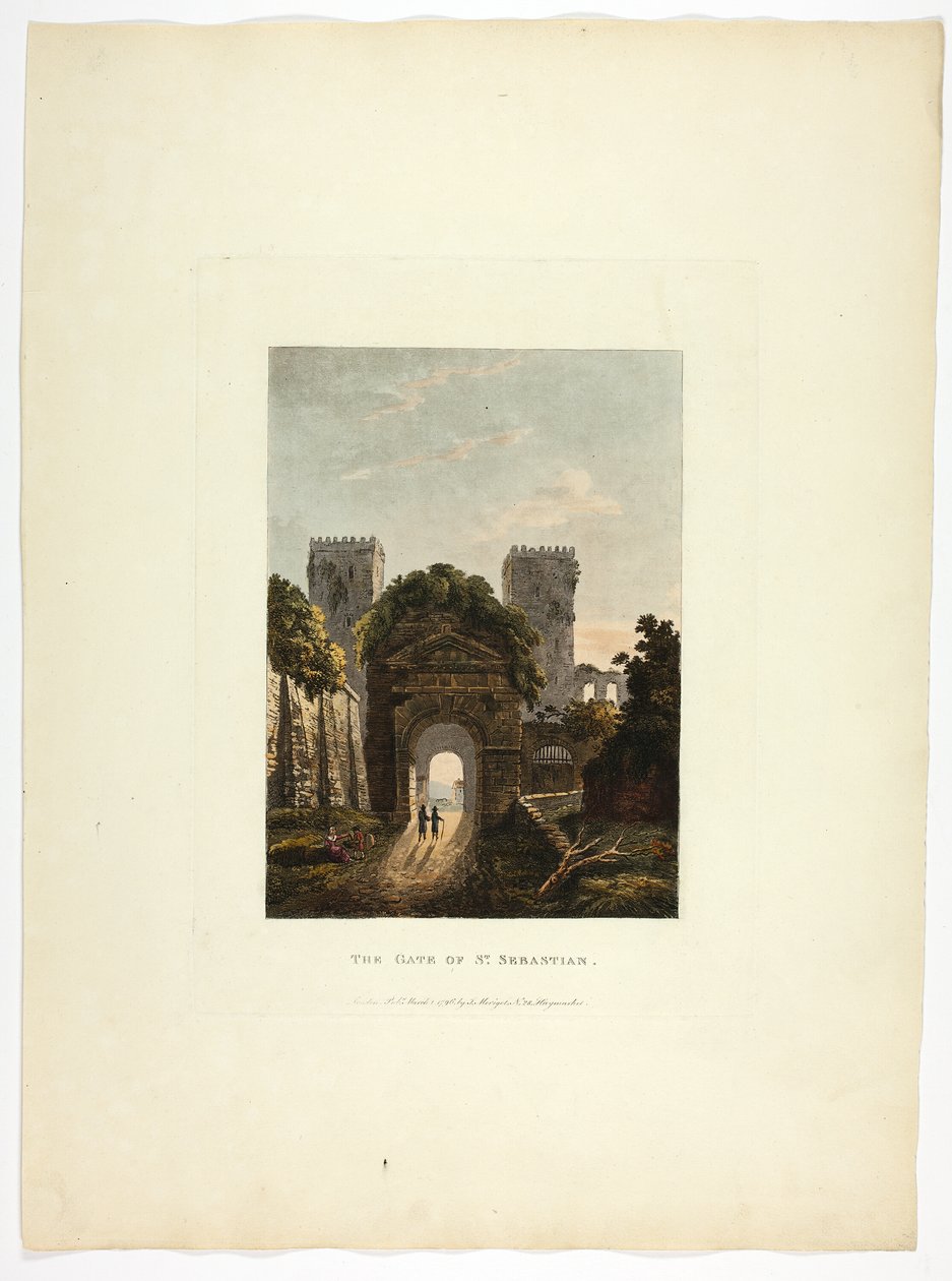 De poort van Sint-Sebastiaan, plaat zeventien uit de ruïnes van Rome door M. Dubourg