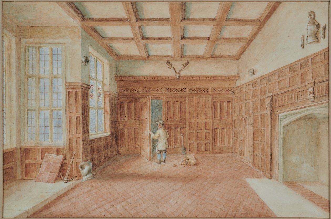 Chillington House Maidstone, uitzicht op Grote Zaal door M. J. Tomalin