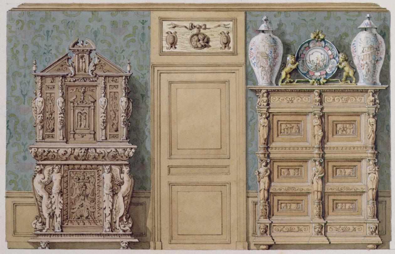 Meubilair in de eetkamer aan de rue Fortunee, huis gekocht door Balzac in 1847 door M. Santi