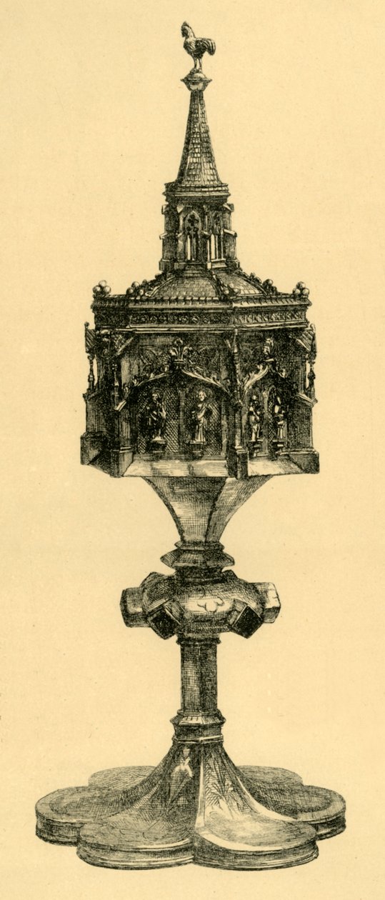 Koperen vergulde pyxis, midden 15e eeuw, 1881 door M Sullivan