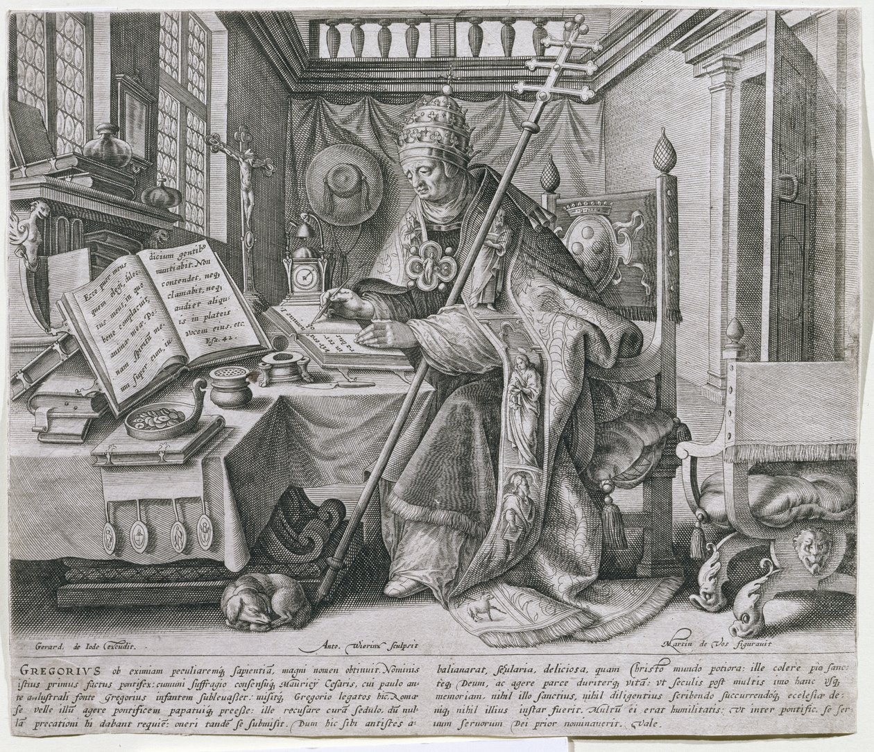 Paus Gregorius I, de Grote (ca. 540-604) in zijn Studie, uit een serie die de vier 