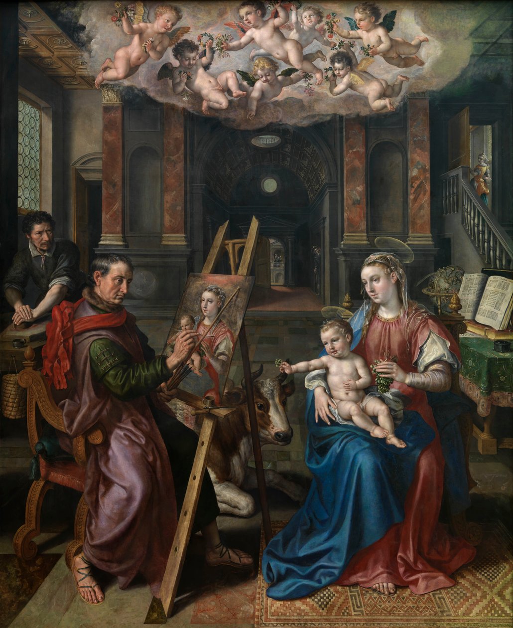 Sint Lucas schildert de Maagd door Maarten de Vos