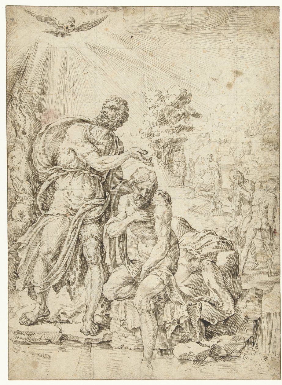 Doop van Christus door Maarten van Heemskerck