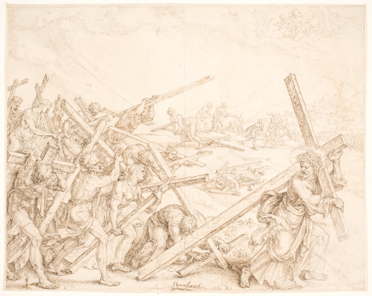 Fiat voluntas tua (uw wil geschiede) door Maarten van Heemskerck
