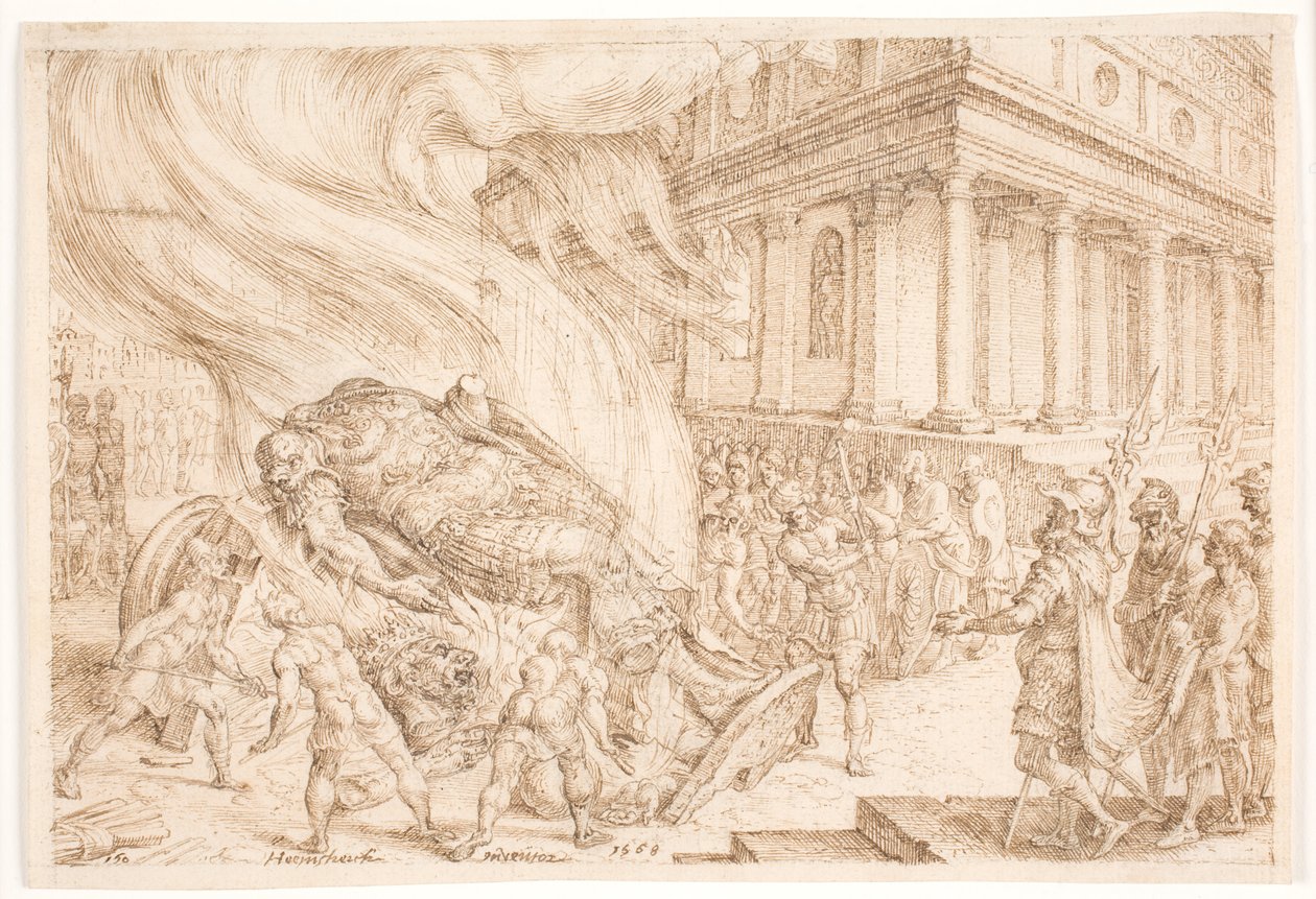 Jehu vernietigt het huis van Baäl door Maarten van Heemskerck