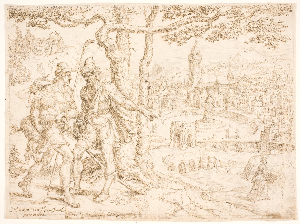 Juda stuurt Tamar het Bokje door Hira, de Adullamiet door Maarten van Heemskerck