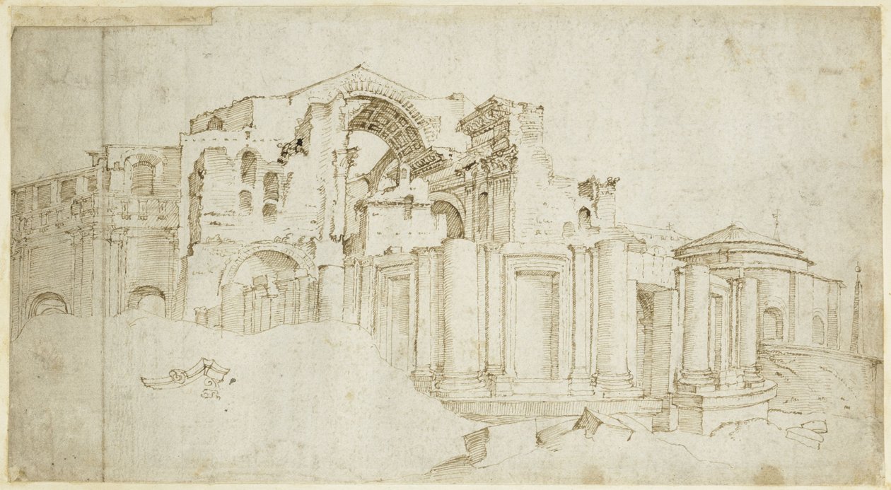 Zuidelijke dwarsbeuk van de nieuwe Sint-Pieter door Maarten van Heemskerck