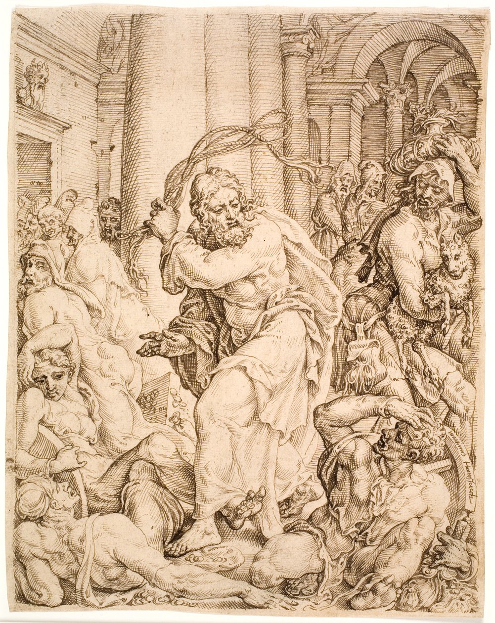 De verdrijving uit de tempel door Maarten van Heemskerck