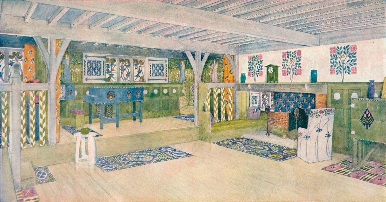 Muziekkamer in een huis in Crowborough, c1902 door Mackay Hugh Baillie Scott
