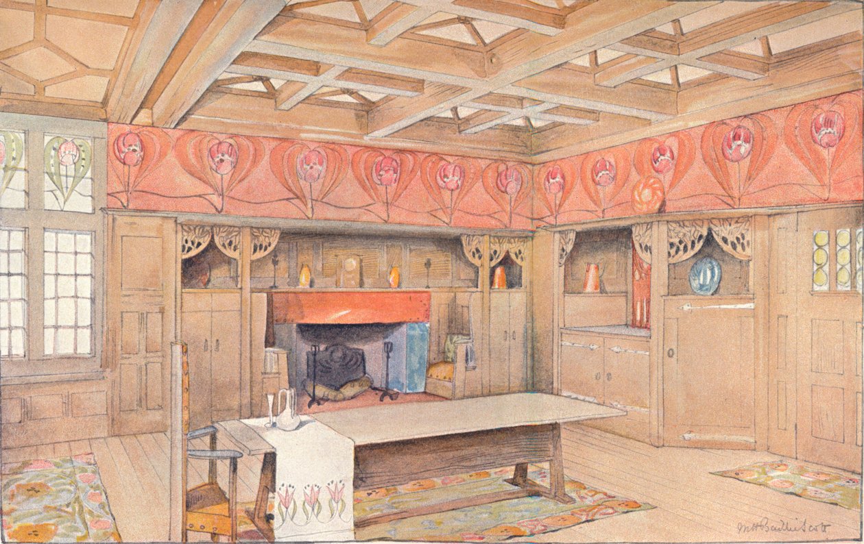 Schema voor de decoratie van een eetkamer, ca. 1900 door Mackay Hugh Baillie Scott