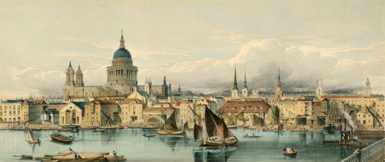 Boten op de rivier de Theems en St Paul