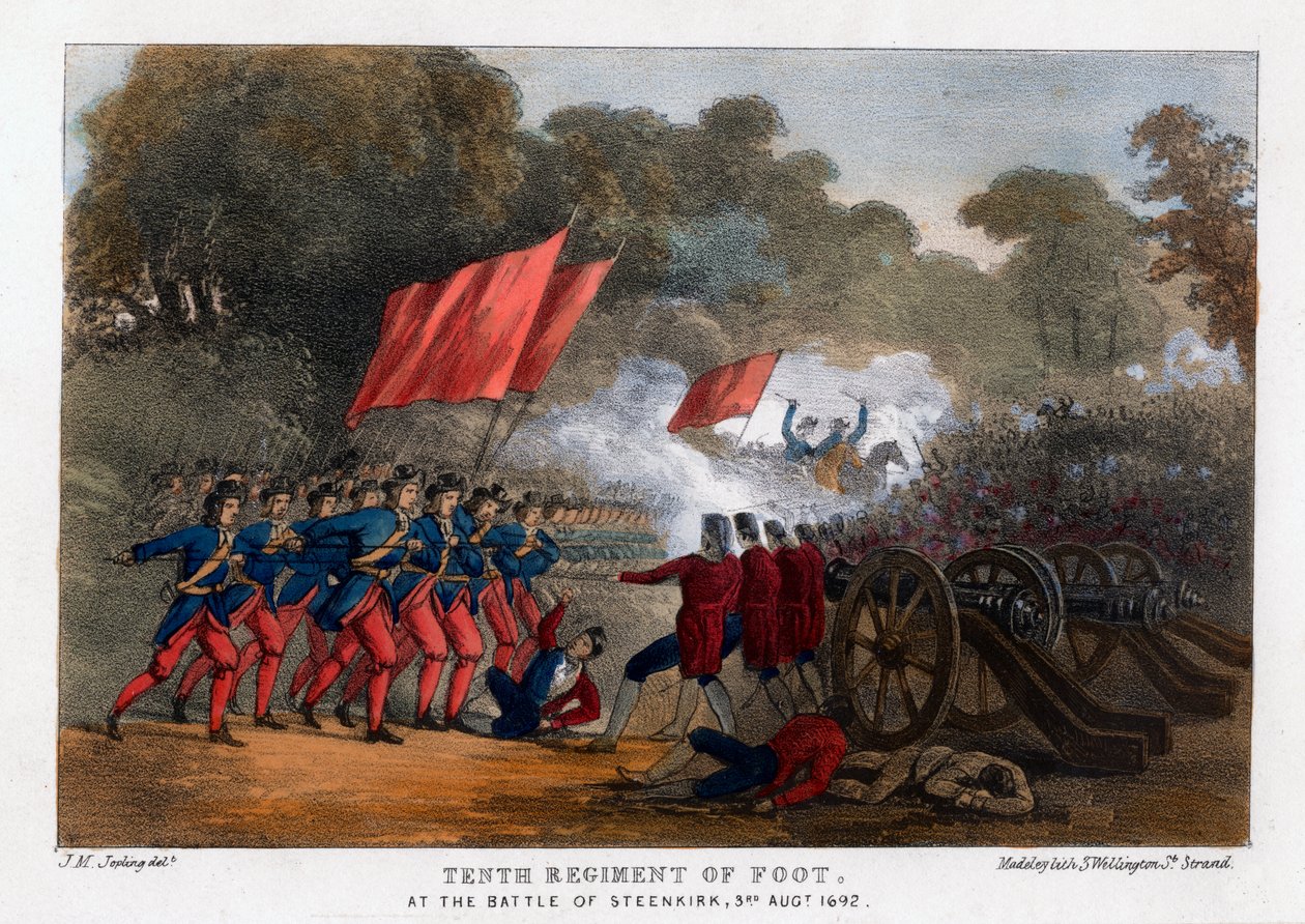Tiende regiment voetvolk, bij de slag van Steenkerque, 3 augustus 1692 door Madeley
