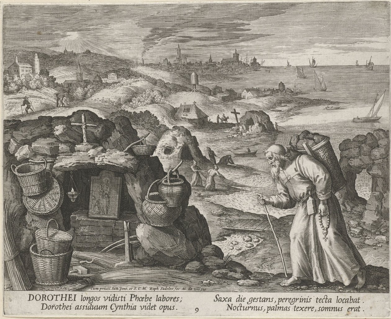 Sint Dorotheus van Gaza als kluizenaar door Maerten Vos de