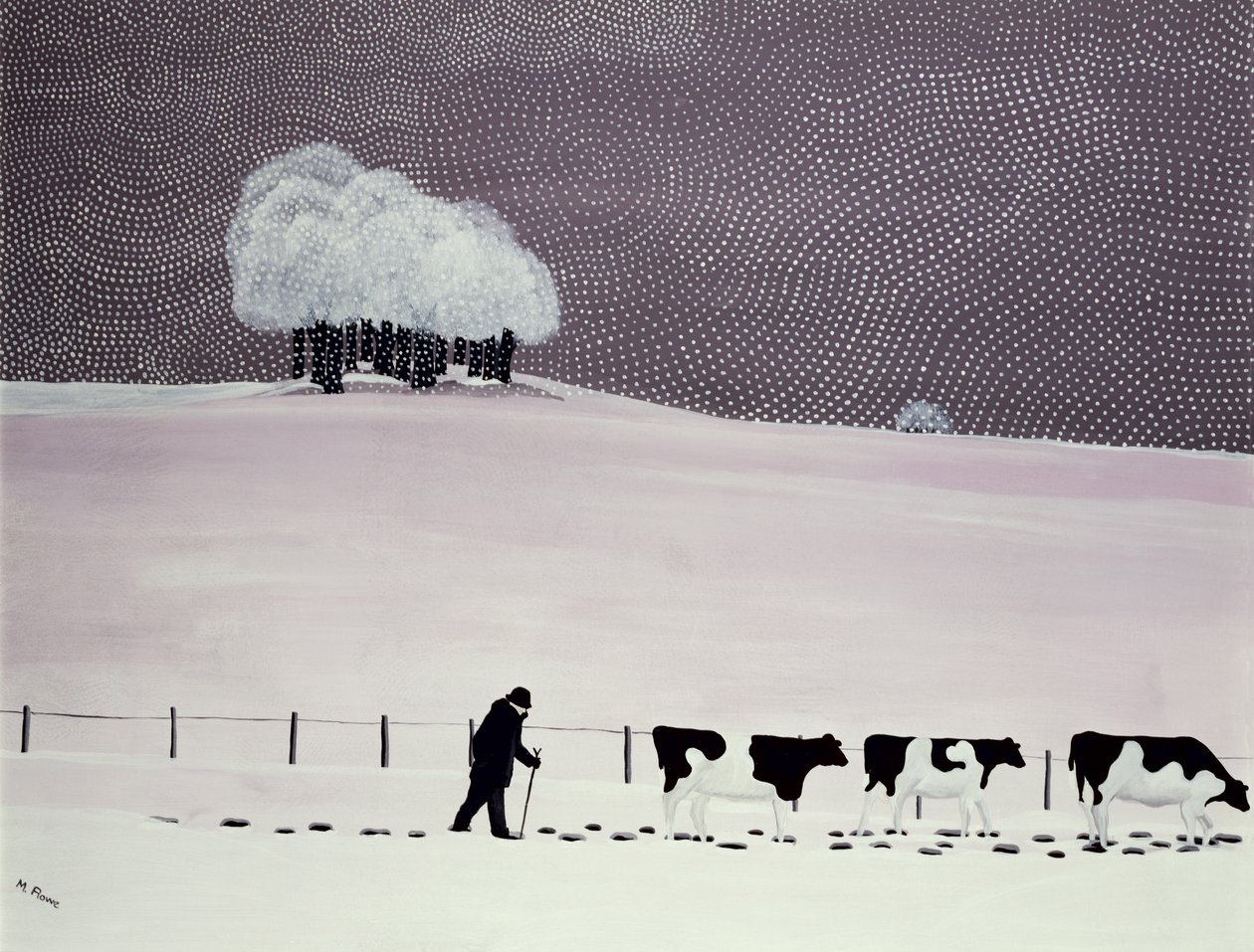 Koeien in een sneeuwstorm door Maggie Rowe