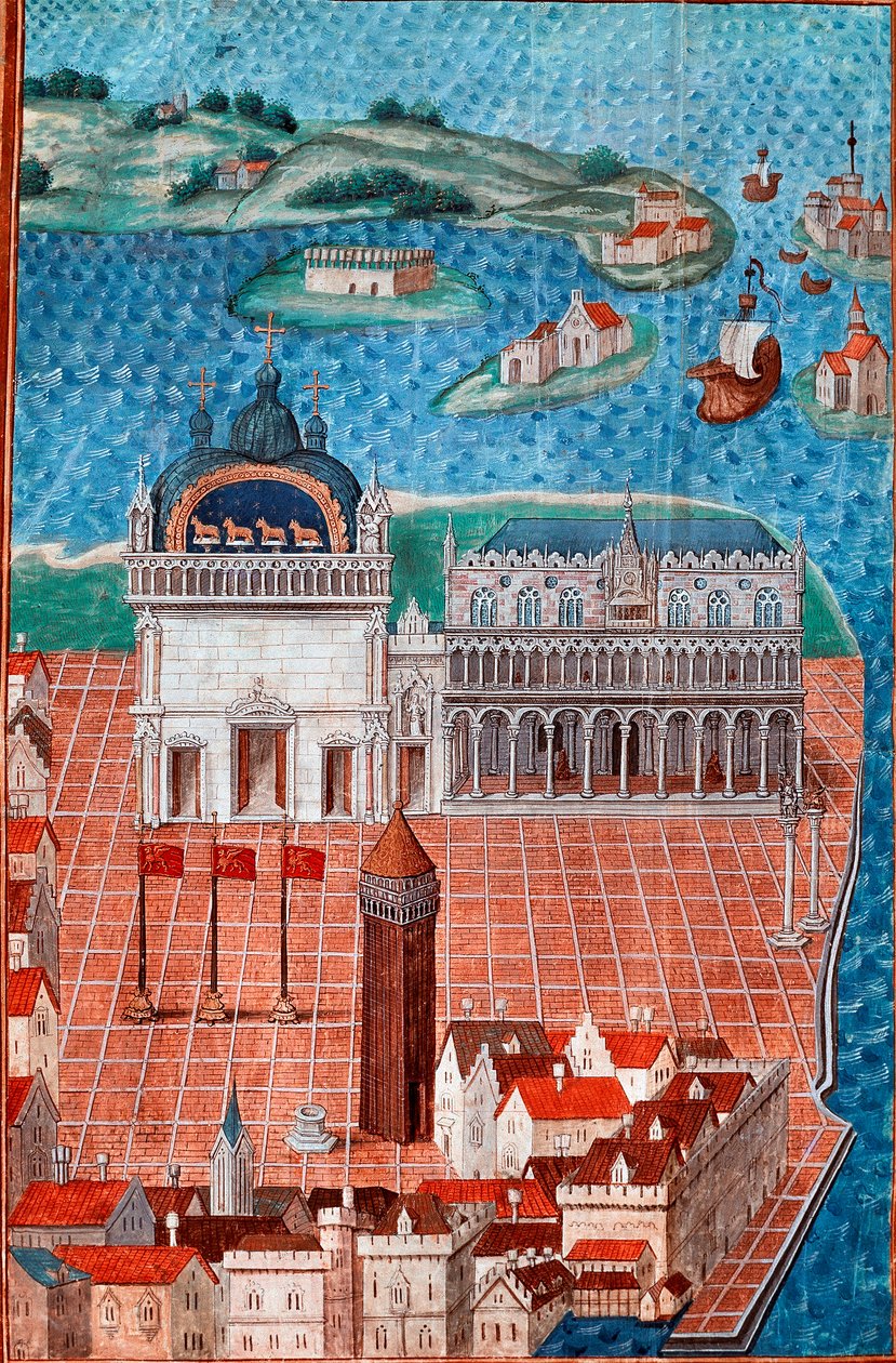 Uitzicht op het San Marcoplein met het Dogepaleis in Venetië door Maitre de Philippe de Gueldre