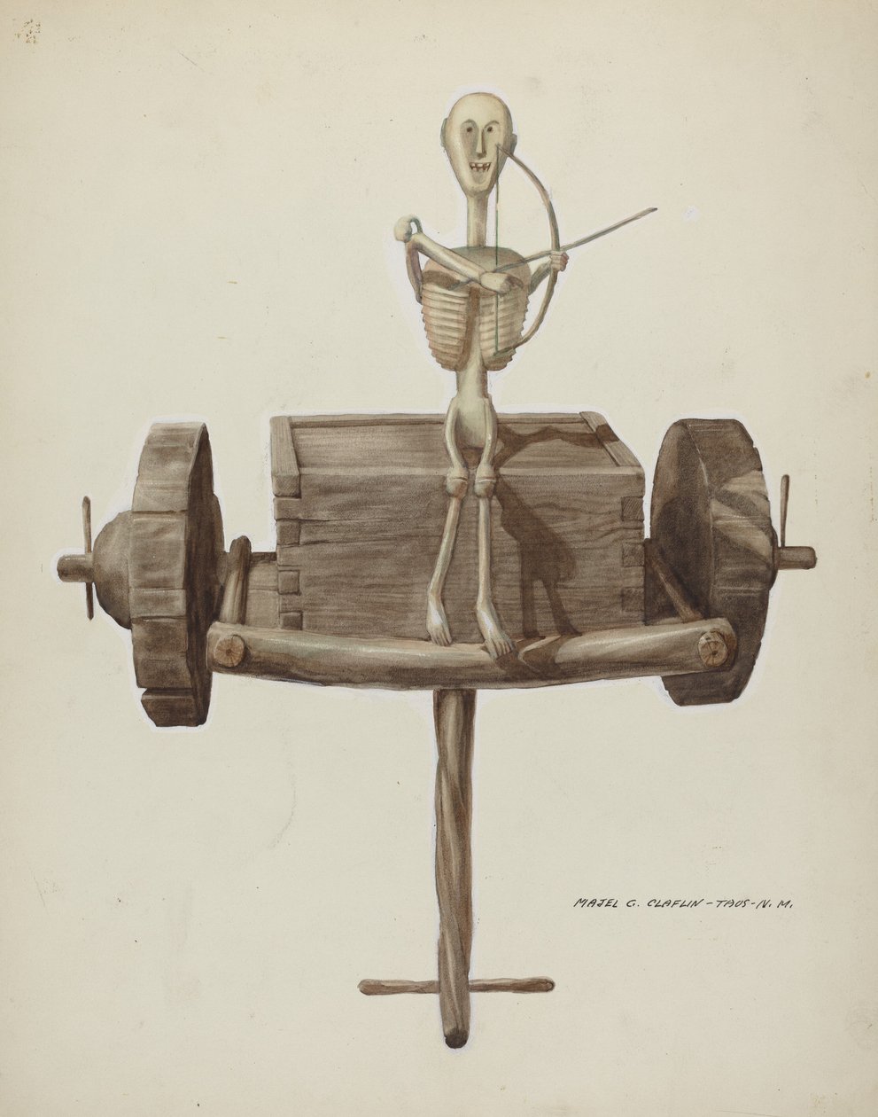 Penitente doodskar & doodsfiguur, ca. 1937 door Majel G. Claflin