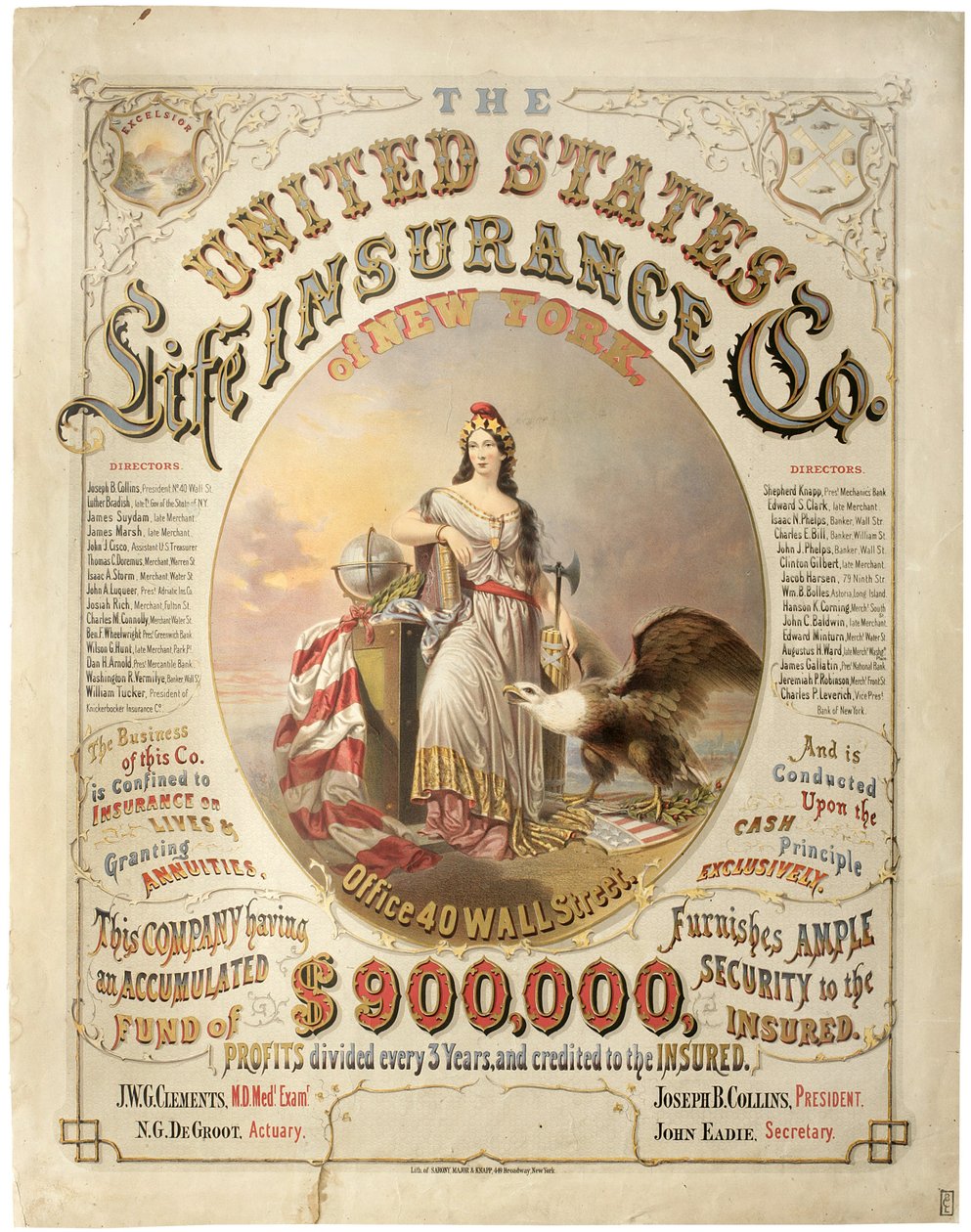 United States Life Insurance Co. van New York door Major and Knapp Sarony
