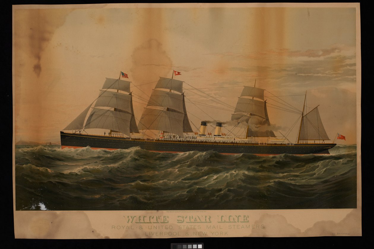 White Star Line Royal & United States Mail Steamers Liverpool & New York Britannic door Major and Knapp Sarony