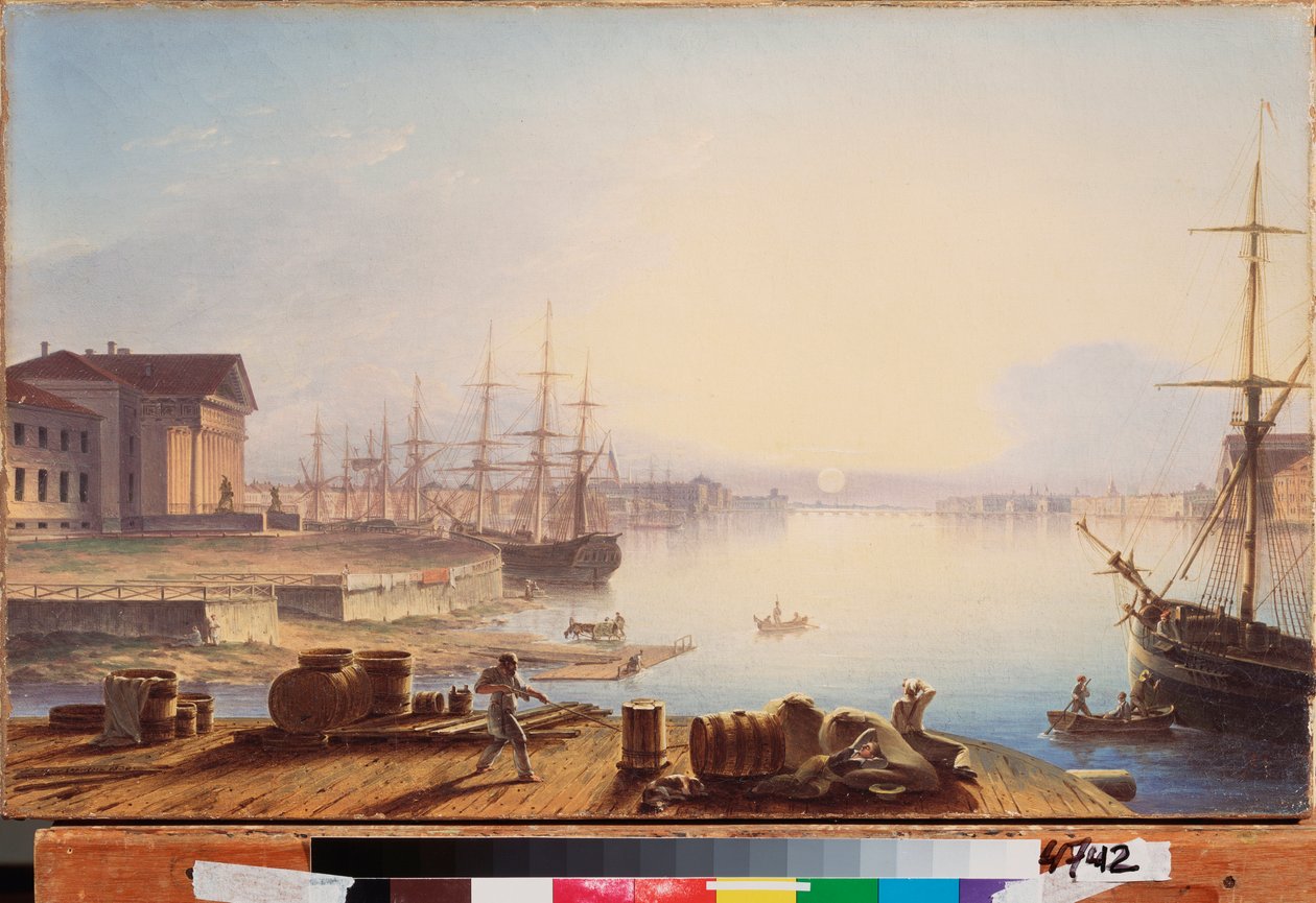 Zonsopgang over de Neva in Sint-Petersburg door Maksim Nikiforovich Vorobiev