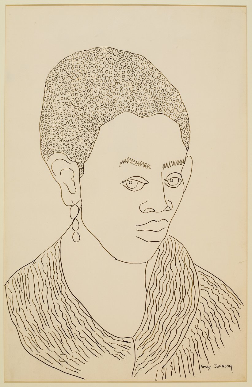 Studie van een meisje met oorbel door Malvin Gray Johnson