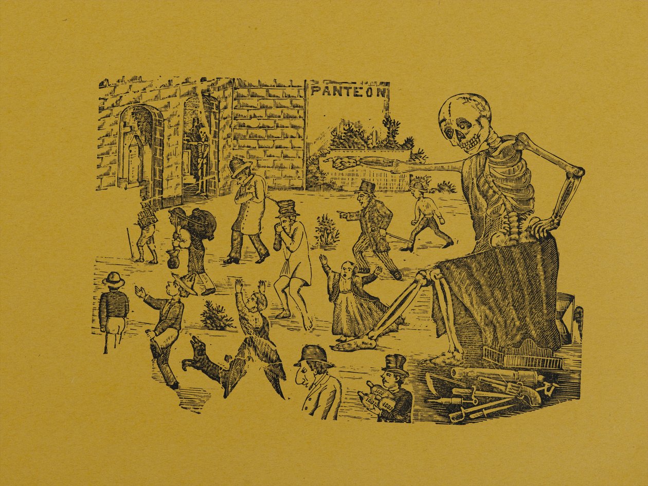 Reusachtig skeletdictator, uit 330 Grabados Originales, gedrukt door Antonio Vanegas Arroyo (1850-1917), Mexico-Stad, Mexico (reliëfgravure) door Manuel Manilla