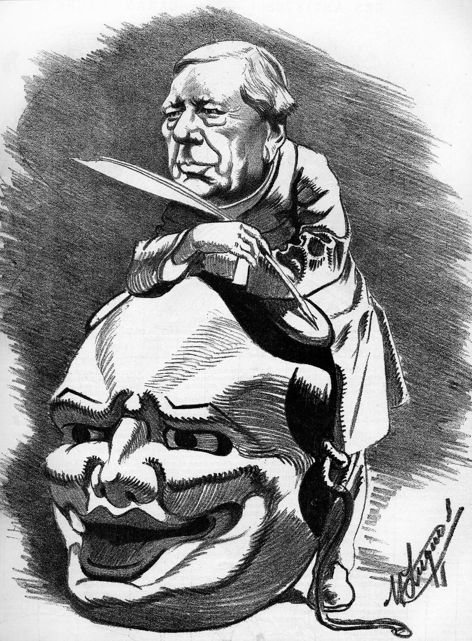 Eugène Labiche (1815-1888), Franse toneelschrijver. Cartoon door de cartoonist Manuel Luque. door Manuel Luque