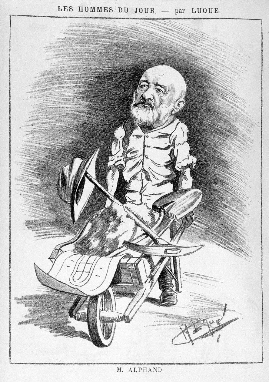 Transformaties van Parijs onder het Tweede Keizerrijk, Haussmann Parijs: Humoristische tekening die Jean Charles Adolphe Alphand (1817-1891), ingenieur, afbeeldt. Hij nam deel aan de renovatie van Parijs onder leiding van Baron Haussmann tussen 1852 en 187 door Manuel Luque