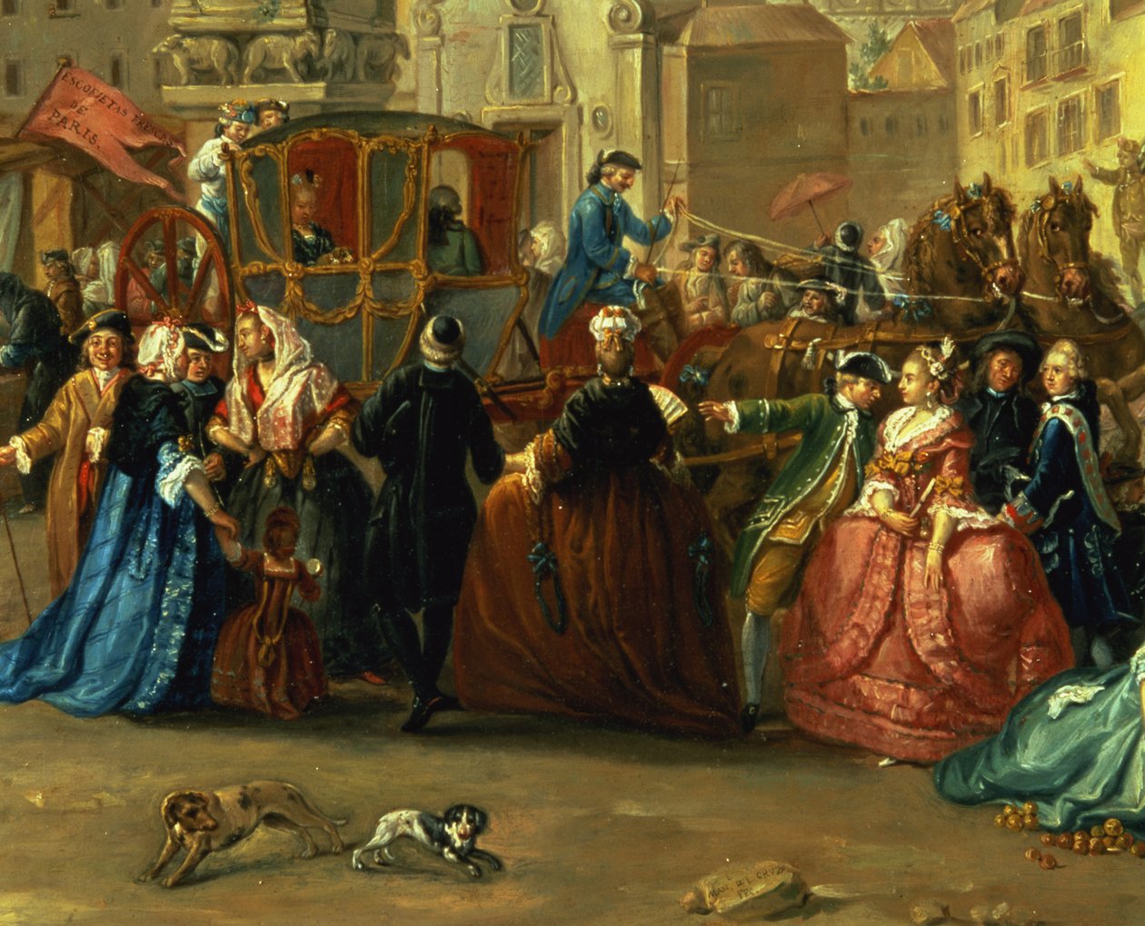 De Madridse Jaarmarkt op het Plaza de la Cebeda (detail) door Manuel de la Cruz y Cano
