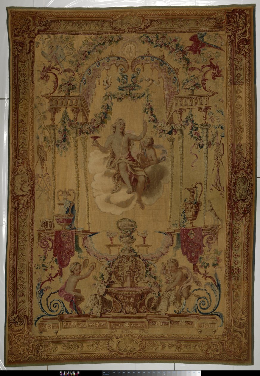 Wandtapijt met Bacchus als personificatie van de herfst door Manufacture Royale des Gobelins