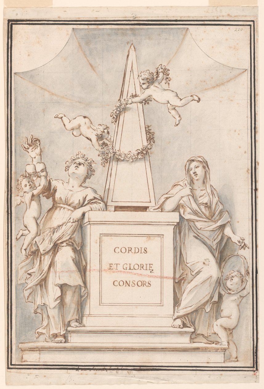 Ontwerp voor een monochroom schilderij, Kerk van Corpus Domini, Bologna, Italië door Marc Antonio Franceschini