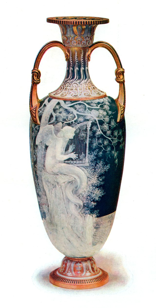 De Sirene, Minton-vaas door Marc-Louis-Emmanuel Solon, 1904 door Marc Louis Emmanuel Solon